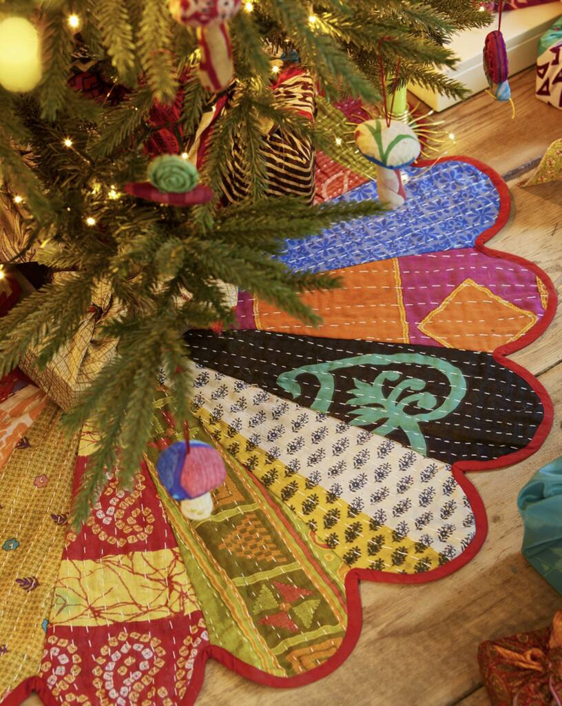 Recycled Kantha Patch Sari Tree Skirt, 1 of 3