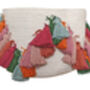 Fiesta White And Colourful Tassel Basket, thumbnail 5 of 6