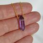 Gold Plated Crystal Double Point Dainty Necklace Rose Quartz, Amethyst, Malachite, Turquoise, thumbnail 4 of 12