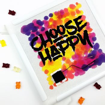 'Choose Happy' Modern Cross Stitch Kit, 3 of 3