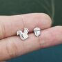 Mismatched Squirrel And Acorn Stud Earrings, thumbnail 5 of 12