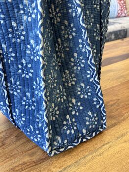Tote Bag, Beach Bag, Block Print Indian Handbag, Indigo, 5 of 11