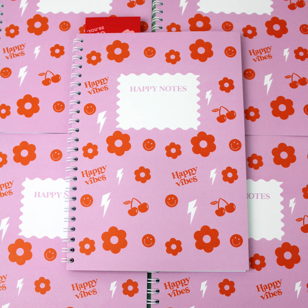 Happy Vibes Notebook By Doodlemoo