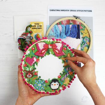 Christmas Wreath Cross Stitch Kit, 10 of 11