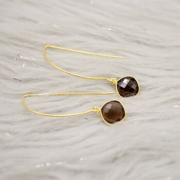 Smoky Quartz Gold Plated Sterling Silver Earrings, 3 of 6