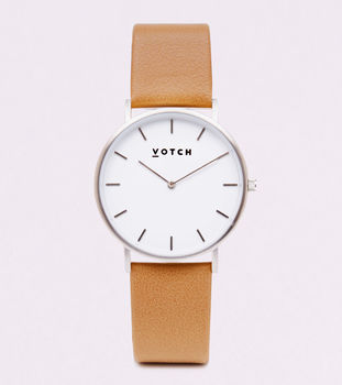 Classic Silver Vegan Leather Watch, 10 of 12
