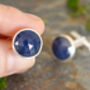 Natural Sapphire Cufflinks In Sterling Silver, thumbnail 2 of 3