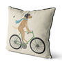 Yellow Labrador On Bicycle Decorative Cushion, thumbnail 2 of 2