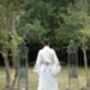 Long Organic Cotton Robe: White With Butterfly, thumbnail 5 of 7
