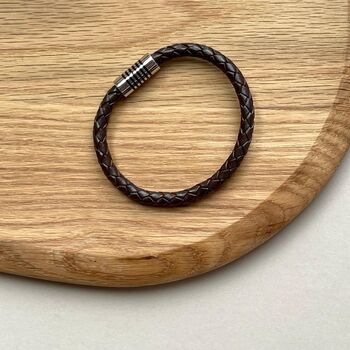 Men's Leather Magnetic Clasp Bracelet, 4 of 5