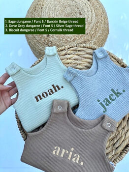 Personalised Baby Gift Dungarees Romper | Baby Shower Gift, 4 of 8