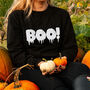'Boo!' Halloween Unisex Sweatshirt Jumper, thumbnail 2 of 7