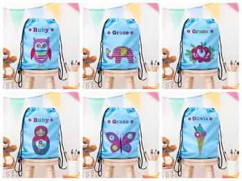 Personalised Girl's Sky Blue Waterproof Swim Bag, 2 of 12