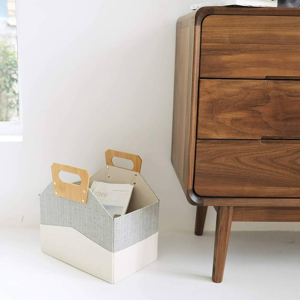 Modern Magazine Storage Baskets With Bamboo Handles By Momentum