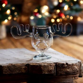 Christmas Reindeer Head Drinking Glass, 9 of 11