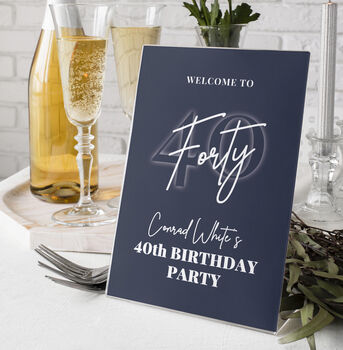 Navy Birthday Party Selfie Frame And Welcome Sign, 3 of 4