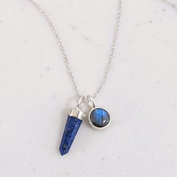 The En Pointe Duo Lapis Lazuli Necklace, Silver, 2 of 8