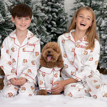 Boy's Personalised Christmas Santa Print Pyjamas, 3 of 12
