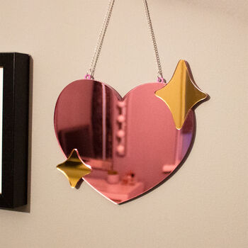 Pink Love Heart Shaped Wall Mirror, 2 of 2