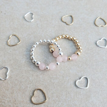 Gold Filled Rose Quartz Stacking Stretch Bead Ring, 6 of 9