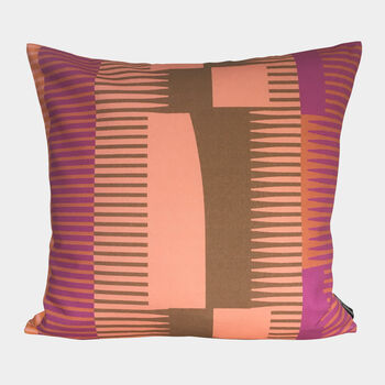 Square Combed Stripe Cushion Coral / Mocha, 2 of 2