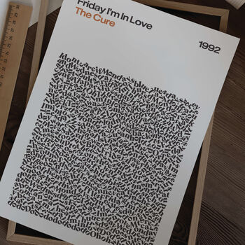 The Cure Friday I'm In Love Song Lyrics Print, 8 of 9