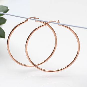 Rose Or Yellow Gold Plated Large Hoop Earrings, 4 of 8