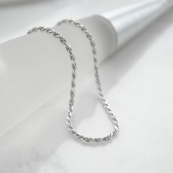 Sterling Silver Rope Chain Necklace, 4 of 7