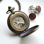 Engraved Twin Bronze Pocket Watch With Windowed Lid, thumbnail 4 of 4
