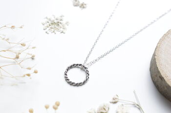 Halo Twisted Rope Sterling Silver Necklace, 3 of 6