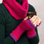 Soft Knitted Fair Isle Mittens Lambswool Plum Purple, thumbnail 3 of 10