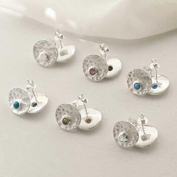 Sterling Silver Shimmering Gemstone Studs, 2 of 9