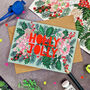 Holly Jolly Neon Floral Papercut Christmas Card, thumbnail 2 of 9