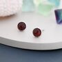 Natural Garnet Stud Earrings In Sterling Silver, thumbnail 2 of 12