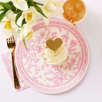 Pink Toile Small Party Plates X 10, 6 of 6