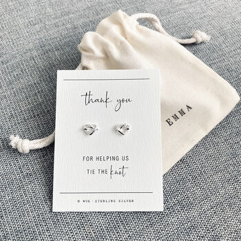 Wedding Thank You Knot Heart Silver Earrings, 2 of 5