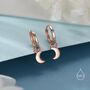 Crescent Moon Charm Huggie Hoop Earrings, thumbnail 6 of 12