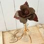 Vintage Leather Anniversary Large Rose With Glass Vase, thumbnail 3 of 3