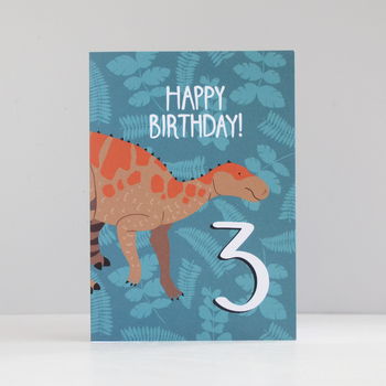 Age Three Dinosaur Children's Birthday Card By Hannah Stevens ...