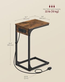 C Shaped Side Table Charging Station Desk, 2 of 6