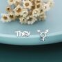 Sterling Silver 'They' Pronoun And Transgender Symbol Mismatched Earrings, thumbnail 1 of 12