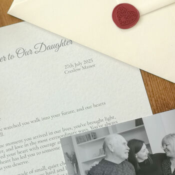 A Letter To Our Daughter On Her Wedding Day Personalised Keepsake, 3 of 8