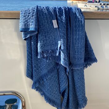 Aegean Waffle Towel Marine Blue, 10 of 12