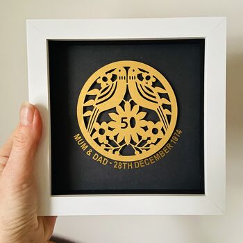 Framed Golden Wedding Personalised Paper Cut, 5 of 9