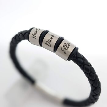 Personalised Mens Bracelet With Engraved Name Rings, 7 of 9