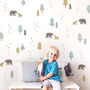 Bears And Trees Repeat Pattern Wall Stickers, thumbnail 1 of 5