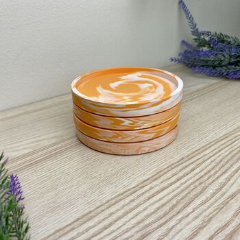 Orange Marbled Drinks Coaster With Lip, 6 of 7