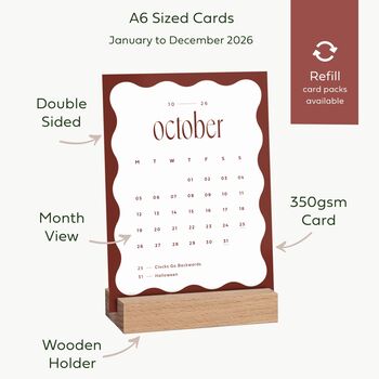 2026 Personalised Diary With Desk Calendar And Pen Set, 12 of 12