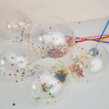 Mini Confetti Balloons On Sticks Set Of Eight, 2 of 2
