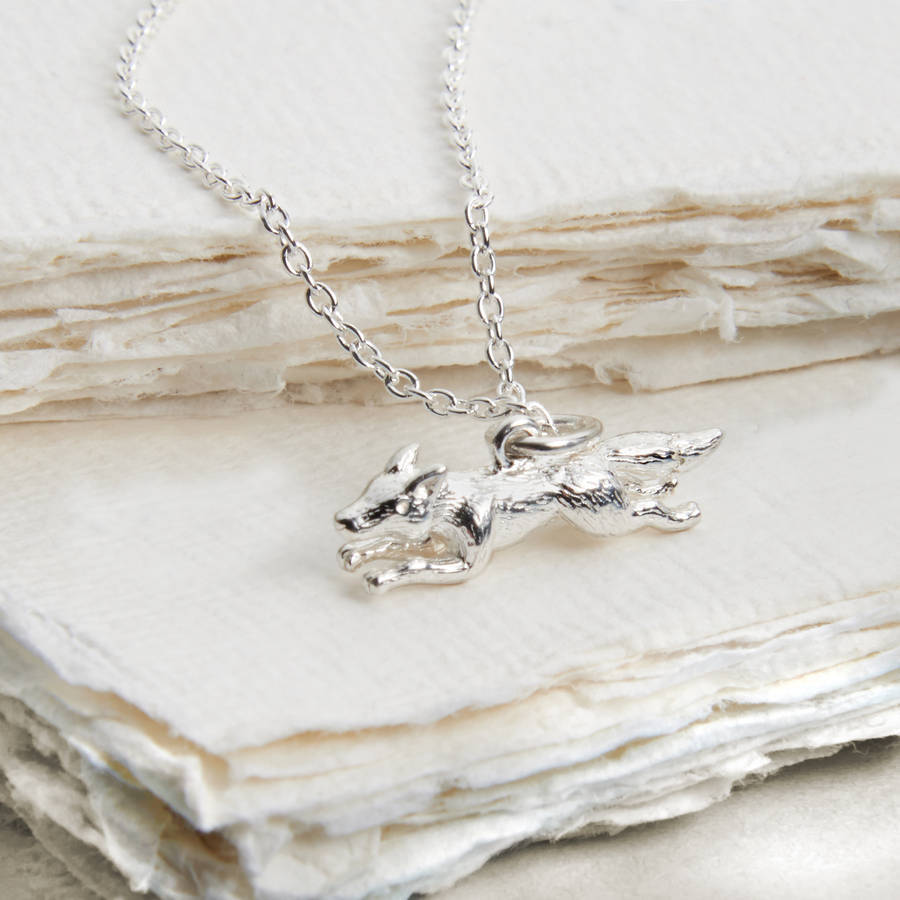 Personalised Sterling Silver Running Fox Necklace By Hurleyburley Personalised Sterling Silver Running Fox Necklace